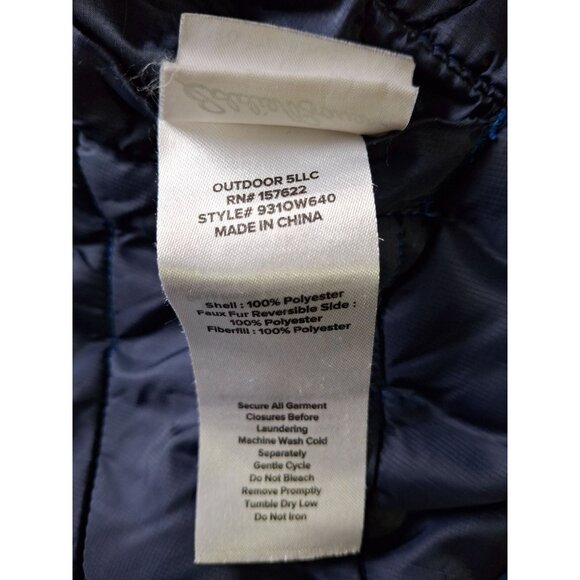 Eddie Bauer Youth Hooded Jacket L 14/16 Blue Ombre Reversible Sherpa Puffer - Picture 6 of 9